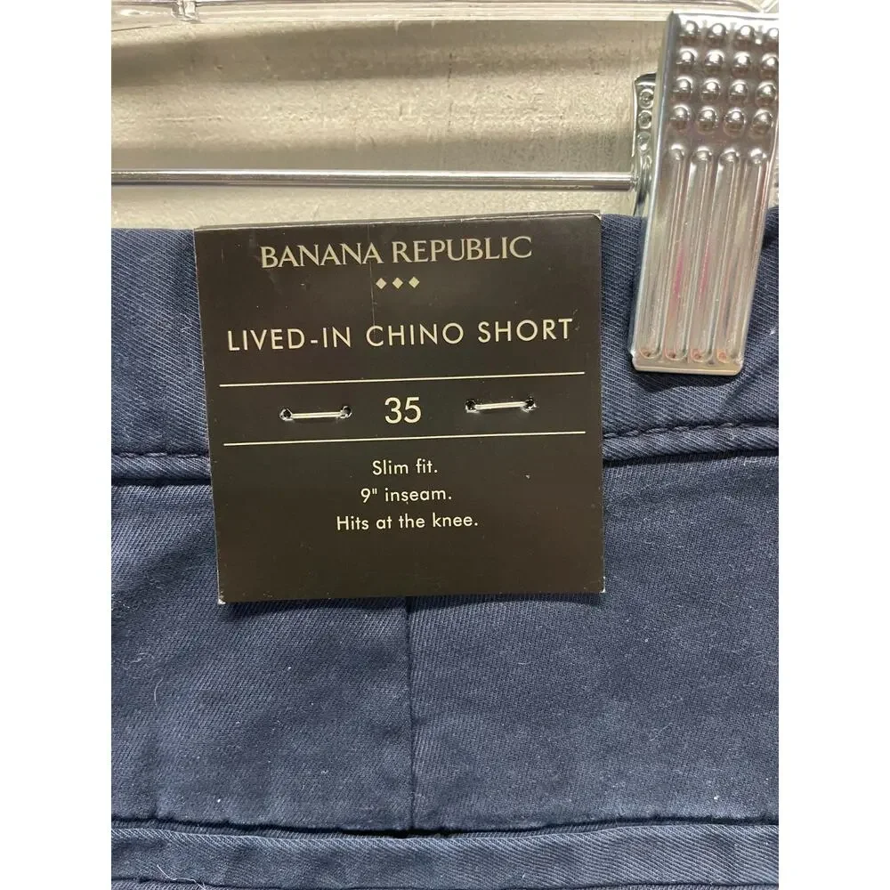 Banana Republic Men's Shorts Size 35 Lived-In Chino Short Slim Fit New With Tags